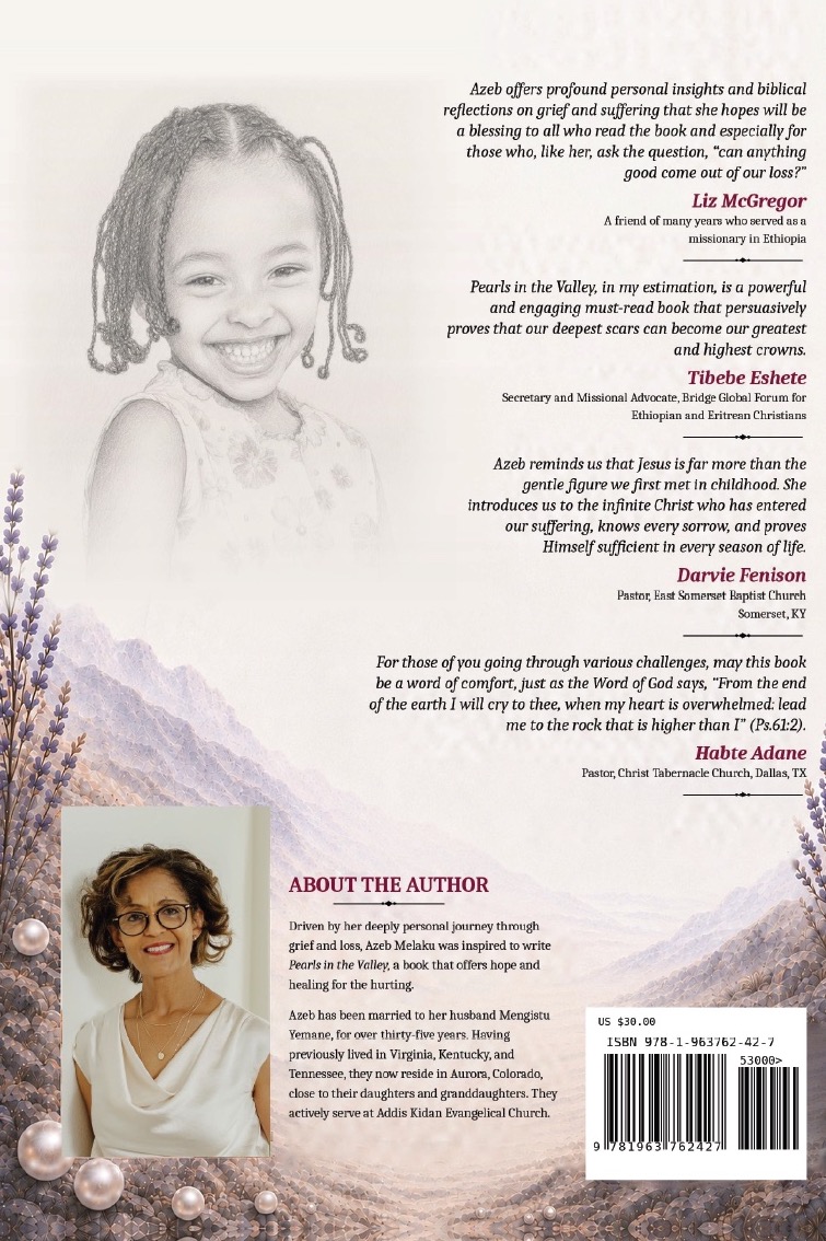Back cover of Pearls in the Valley with praise from readers and a note about the author